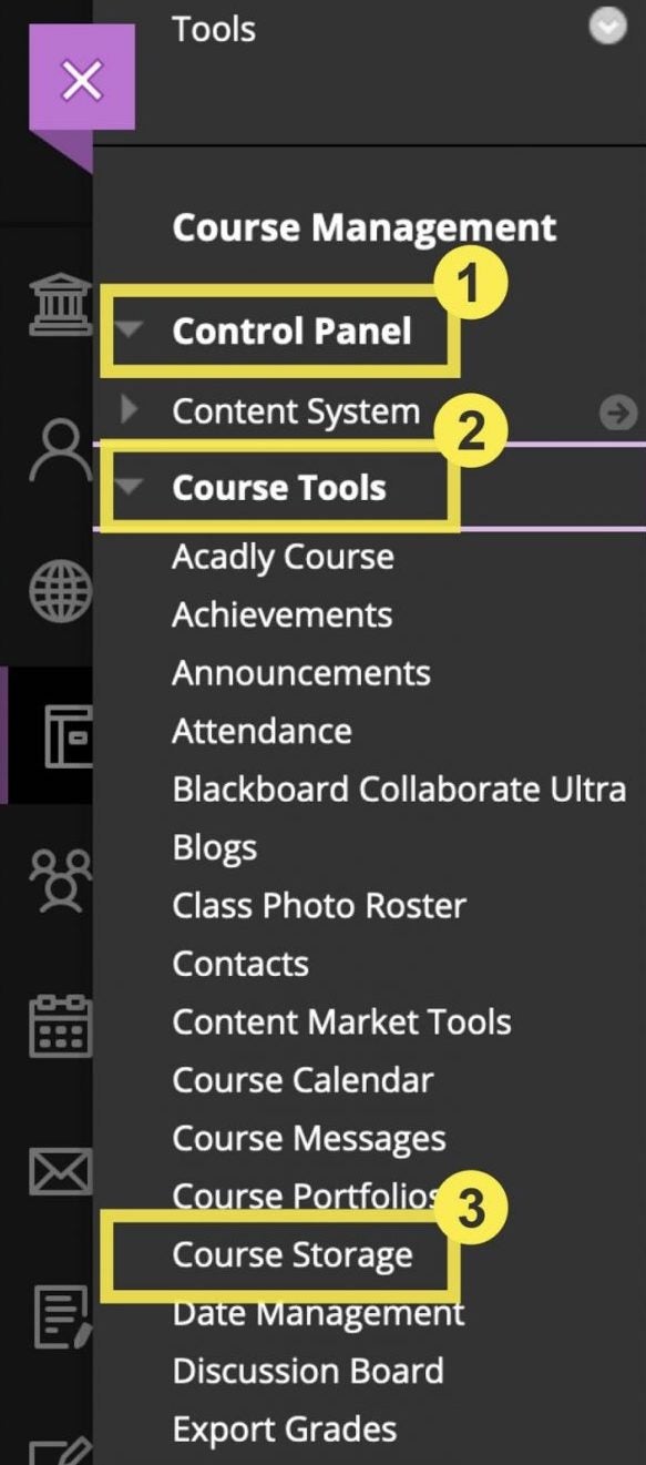 Blackboard navigation links