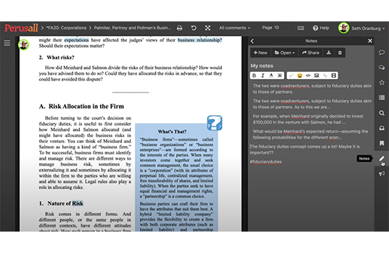 several students use social annotation technology to make notes on their assigned text