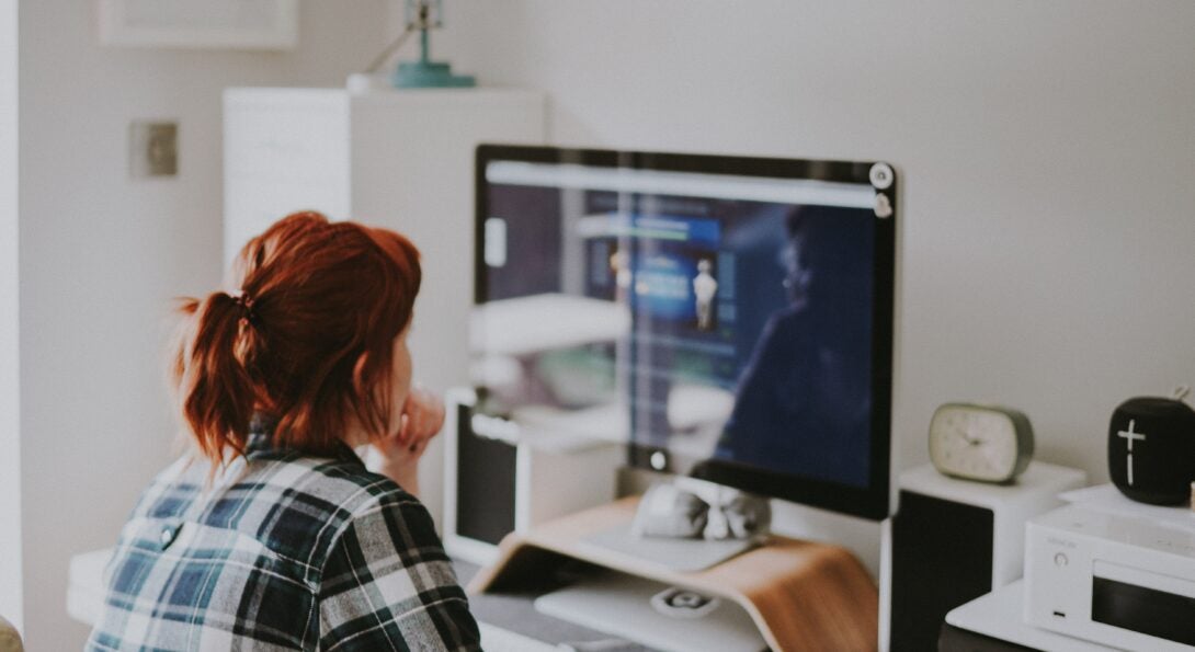 hand on computer