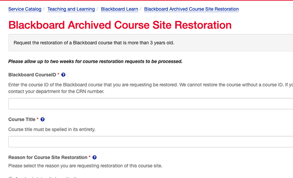 image of course site restoration request form