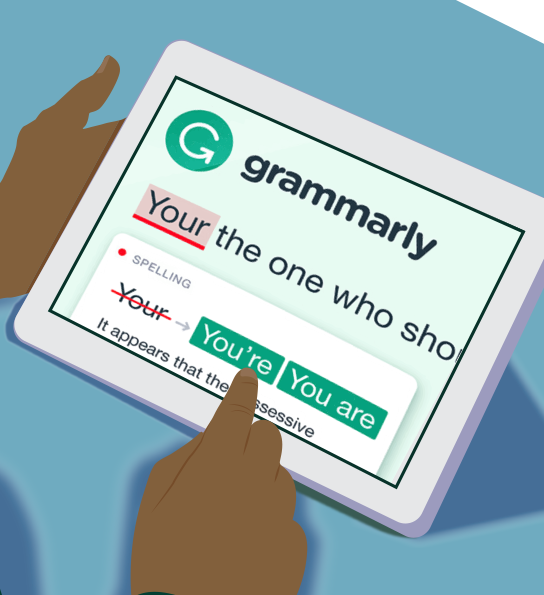 Grammarly helps with spelling and grammar